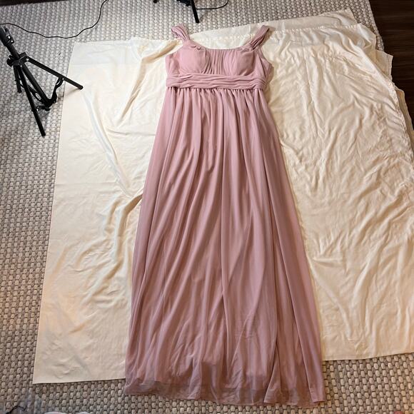 Azazie Pink Melanie Empire Formal Bridesmaid Maxi Floor Length Dress Wmns 12 - Picture 3 of 16